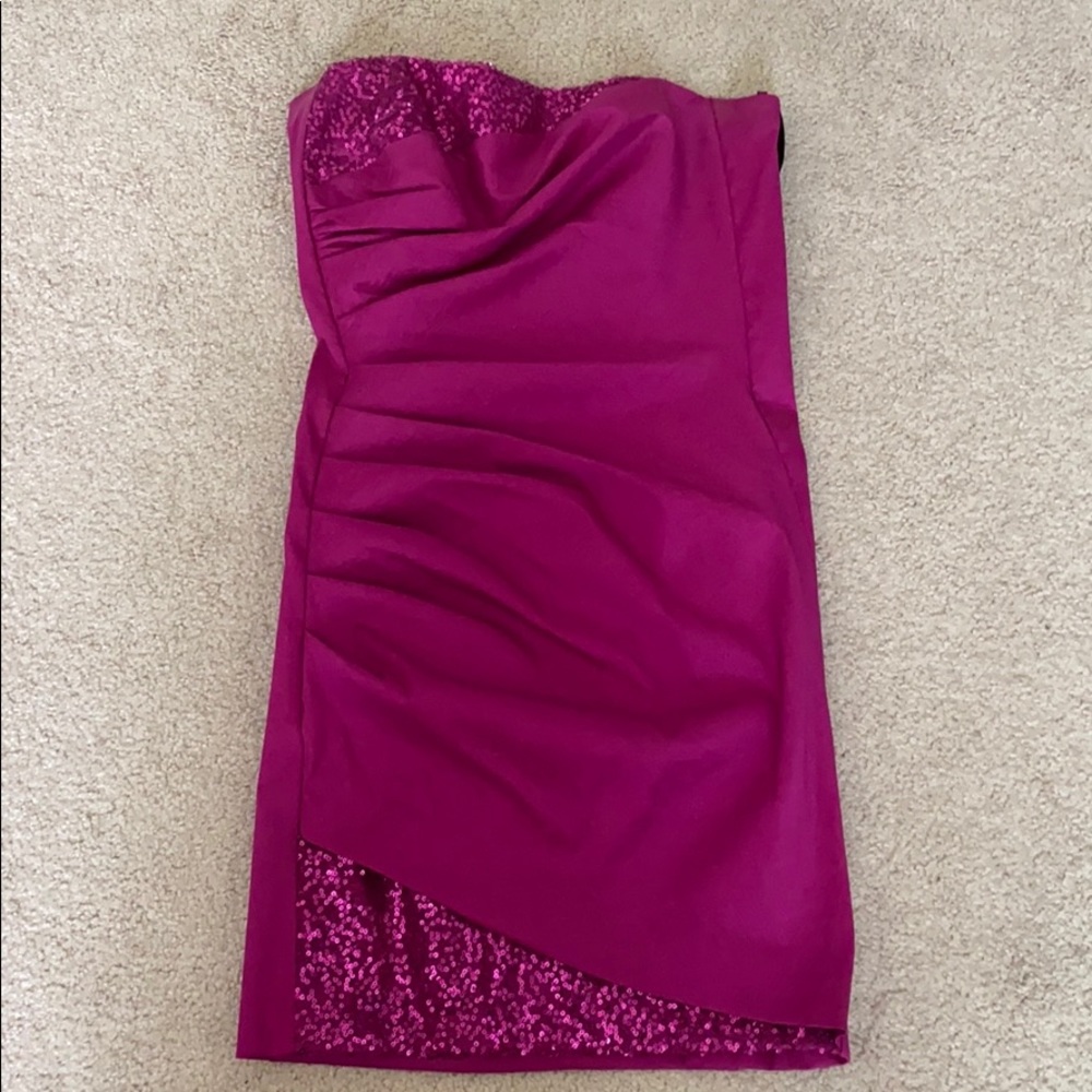 Strapless fuchsia dress